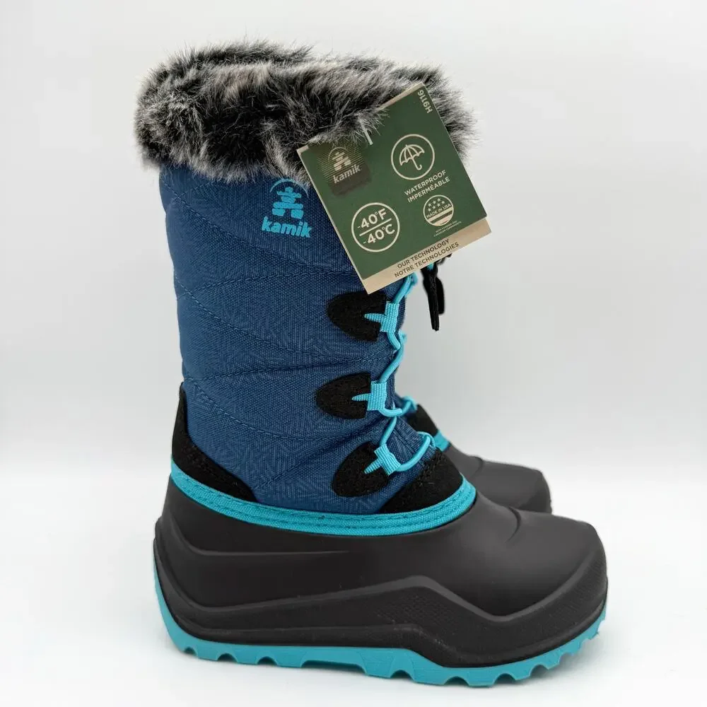 Kamik Kids Snowangel Winter Boots US 12 EU 30 Navy Blue Waterproof GUC